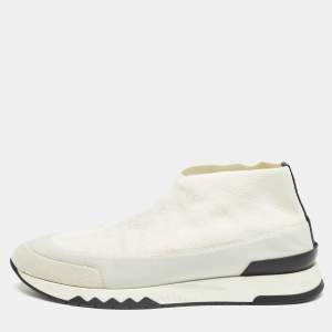 Hermes White Knit Fabric Tokyo Sneakers Size 38.5