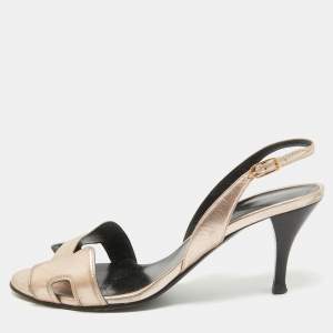 Hermes Metallic Leather Night  Sandals Size 36.5