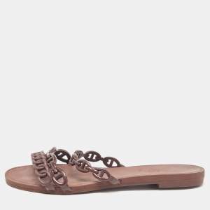 Hermès Brown Rubber Chaine d'Ancre Rivage Flats 35