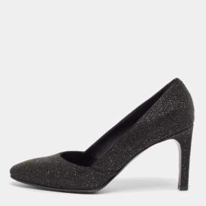 Hermes Black Crystal Round Toe Pumps Size 39.5