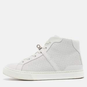 Hermes White Leather Daydream High Top Sneakers Size 38.5