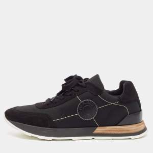 Pre Owned Hermes Black Suede and Drive Lace Up Sneakers Size 38