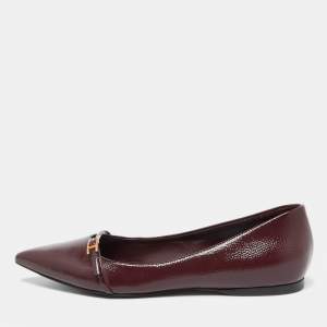 Hermes Burgundy Patent Leather Laura Ballet Flats Size 38