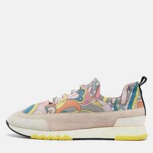 Hermes Multicolor Neoprene Suede Stadium Lace Up Sneakers Size 39