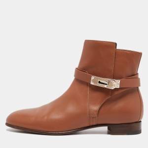 Hermes Brown Leather Neo Ankle Length Boots 38 