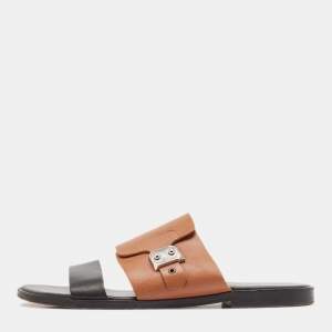 Hermes Black Leather Ionie Flat Sandals Size 41