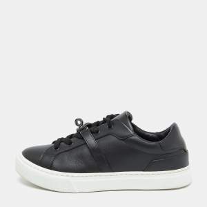 Hermes Black Leather Day Low Top Sneakers Size 36.5