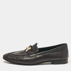 Hermes Black Leather Paris Loafers Size 39