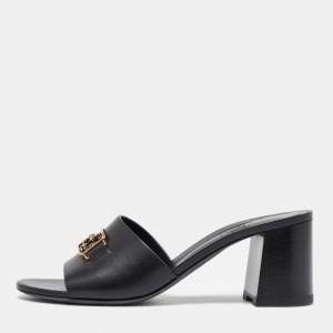 Hermes Black Leather Bastille Sandals Size 39.5