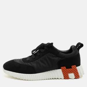 Hermes Black Neoprene and Suede Bouncing Low Top Sneakers Size 37