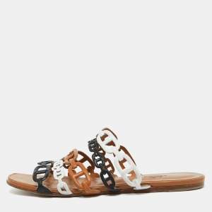 Hermes Multicolor Leather Thalassa Flat Sandals Size 39.5