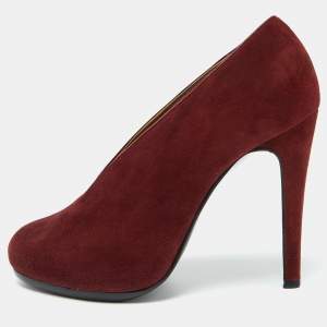 Hermes Burgundy Suede Florida Pumps Size 39