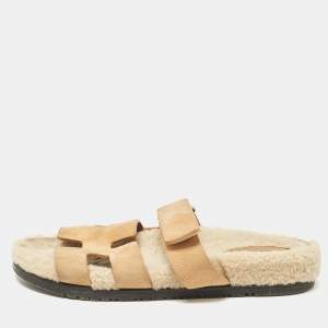 Hermes Tan Suede Chypre Sandals Size 40.5