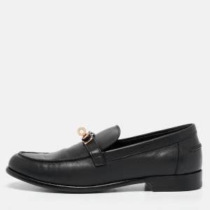 Hermès Black Leather Destin Loafers Size 39