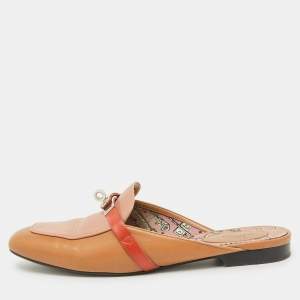 Hermes Brown Leather Oz Flat Mules Size 40