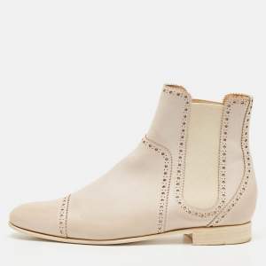 Hermes Grey Leather Brighton Low Ankle Boots Size Size 37