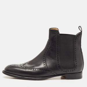 Hermes Black Leather Brighton Ankle Length Boots Size 37