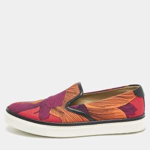 Hermes Multicolor Abstract Print Canvas Slip On Sneakers Size 39