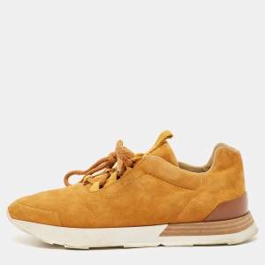 Hermes Brown Suede Miles Lace Up Sneakers Size 37.5