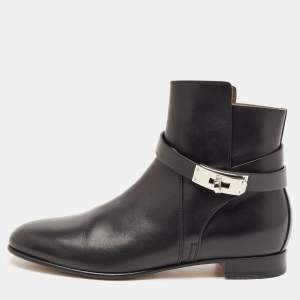 Hermes Black Leather Neo Ankle Length Boots Size 37