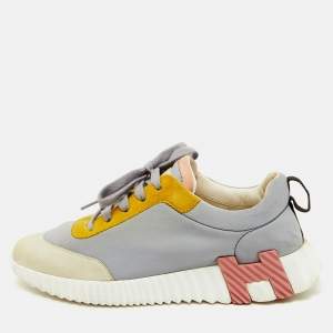 Hermes Multicolor Neoprene and Suede Bouncing Sneakers Size 38.5