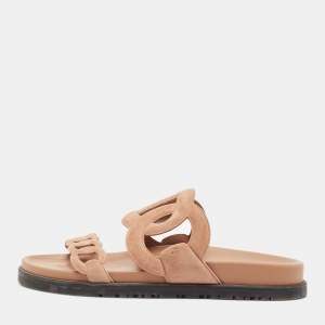 Hermes Beige Suede Extra Flat Sandals Size 36