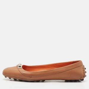 Hermès Brown Leather Liberty Ballet Flats Size 38