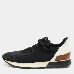 Hermes Navy Blue Neoprene Miles Low Top Sneakers Size 39.5