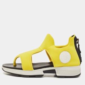 Hermes Yellow Neoprene Flat Sandals Size 37