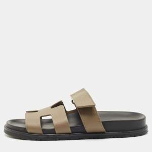 Hermes Brown Leather Chypre Sandals Size 38