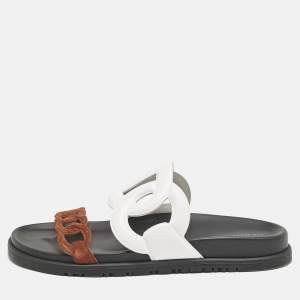 مملوكة مسبقًا Hermes Multicolor Leather and Suede Extra Sandals Size 38