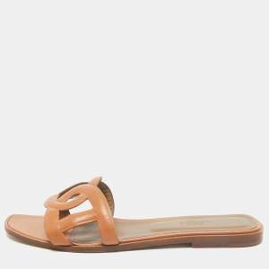 Hermes Brown Leather Aloha Sandals Size 41