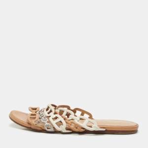 Hermes Multicolor Leather Chain d'Ancre Flat Sandals Size 36.5