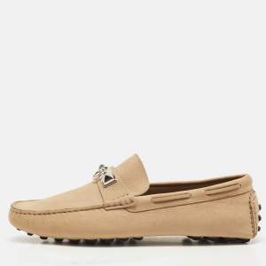 Hermes Beige Nubuck Leather Irving Loafers Size 42