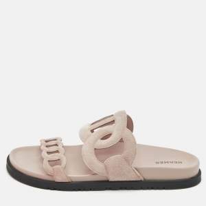 Hermes Pink Suede Extra Sandals Size 38