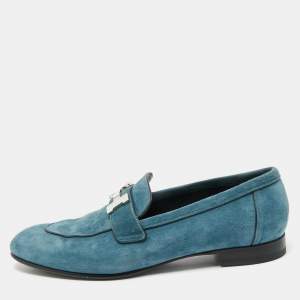 Hermes Blue Suede Paris Loafers Size 38