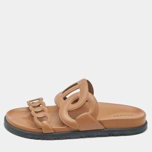 Hermes Brown Leather Extra Sandals Size 37
