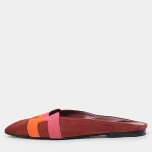 Hermès Multicolor Suede Roxanne Mules Size 38