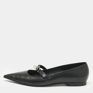Pre Owned Hermes Black Leather Kelly Ballet Flats Size 39