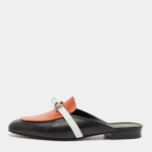 Pre Owned Hermes Tricolor Leather Oz Mules Size 37