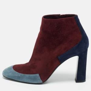 Pre Owned Hermes Tricolor Suede Ankle Length Boots Size 39