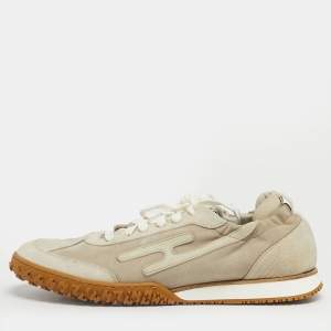 Pre Owned Hermes Grey Suede Jet Lace Up Sneakers Size 40