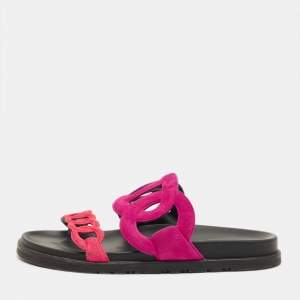 مملوكة مسبقًا Hermes Multicolor Suede Extra Sandals Size 39