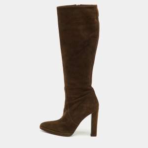 مملوكة مسبقًا Hermes Size 37 Brown Suede Knee Length Boots