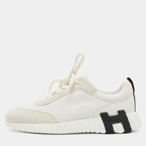مملوكة مسبقًا Hermès Bouncing Size 38 Grey/White Leather and Suede Low Top Sneakers