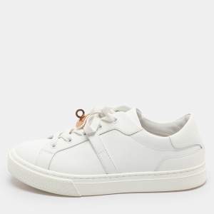 Pre Owned Hermes Day Size 36.5 White Leather Low Top Sneakers