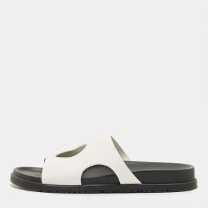 مملوكة مسبقًا Hermes Edith Size 41 White Leather Flat Sandals