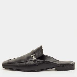 مملوكة مسبقًا Hermes Groupie Size 36 Black Leather Flat Mules