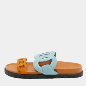 مملوكة مسبقًا صندل هيرمس سحاب شمواه أزرق مقاس إكسترا 37.5