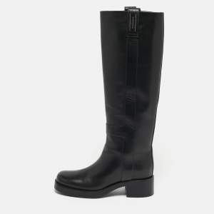 مملوكة مسبقًا Hermes Size 36 Black Leather Knee Length Boots